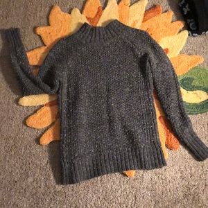 Dark grey cable knit turtleneck